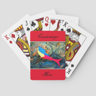 red and blue mermaid playing cards