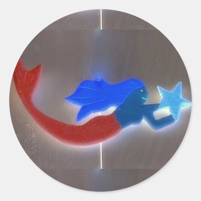 red and blue mermaid sticker (Front)
