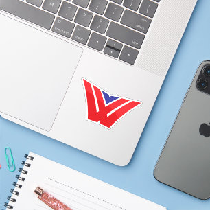 Red and Blue Modern and Minimal Letter W Monogram