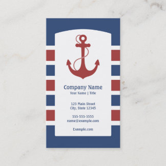 Red and Blue Nautical Anchor Business Card