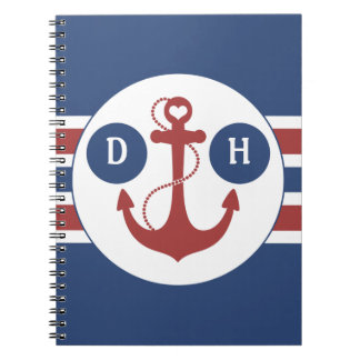 Red and Blue Nautical Anchor Notebook