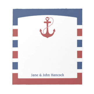 Red and Blue Nautical Anchor Notepad