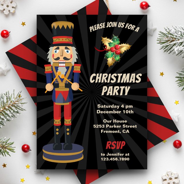 Red and Blue Nutcracker Holiday Christmas Party Invitation (Creator Uploaded)
