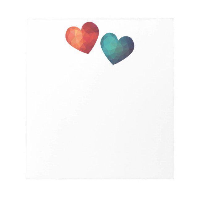 Red and blue origami  couple hearts notepad (Front)