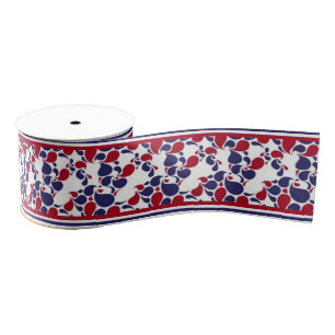 Red and blue paisley grosgrain ribbon