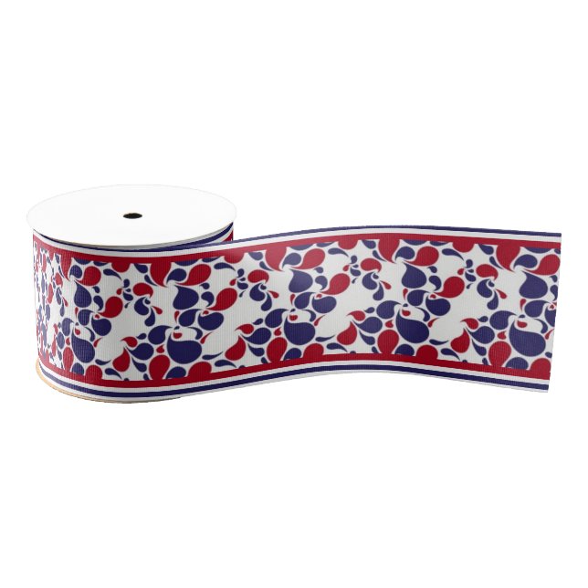 Red and blue paisley grosgrain ribbon (Spool)