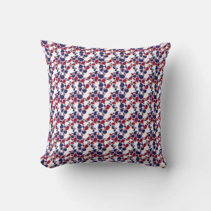 Red and blue paisley throw pillow