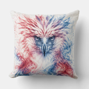 Red and Blue Philippines Eagle Geometric Art Throw Pillow