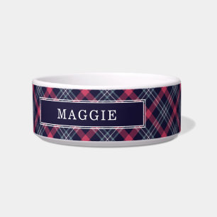 Red and Blue Plaid Pattern Bowl