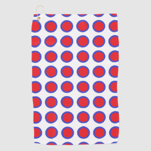 Red and Blue Polka Dots White Golf Towel