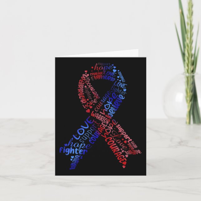 Red And Blue Ribbon Congenital Heart Disease Aware Card (Front)