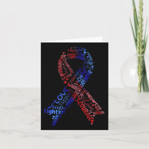 Red And Blue Ribbon Congenital Heart Disease Aware Card