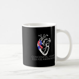 Red And Blue Ribbon Congenital Heart Disease Aware Coffee Mug