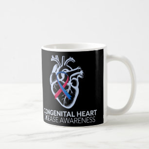 Red And Blue Ribbon Congenital Heart Disease Aware Coffee Mug