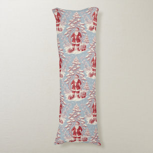 Red and Blue Santa Toile Chinoiserie Body Pillow