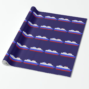 red and blue sea ship pattern wrapping paper