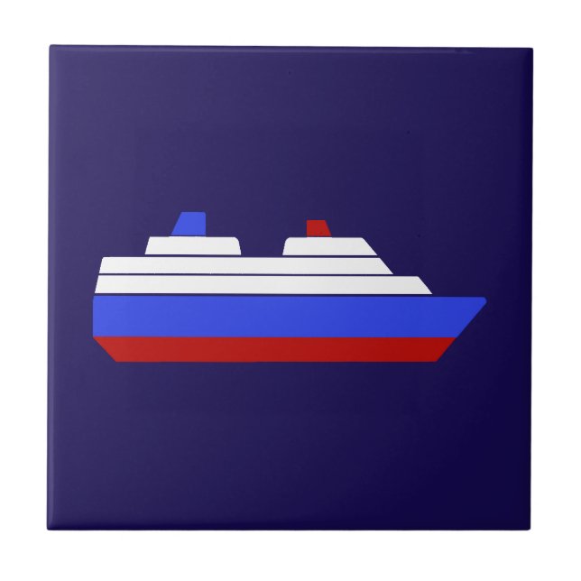 Red and blue sea ship tile (Front)