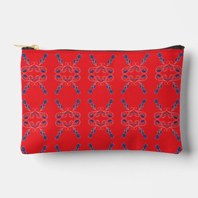 Red and Blue Small Accessory Pouch (Front)
