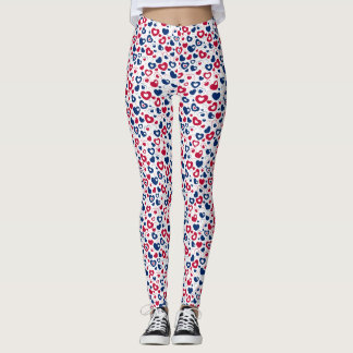 Red and Blue Small Hearts Leggings