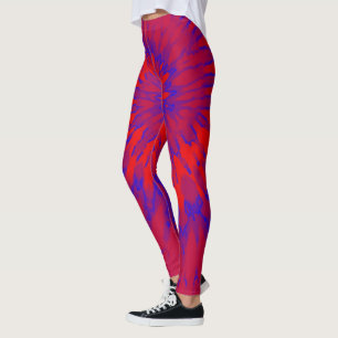 Red and Blue Spiral Tie Dye Leggings