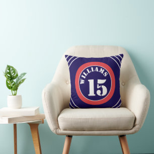 Red and Blue sport inspired throw pillow