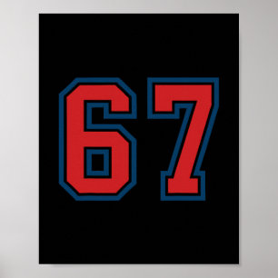 Red And Blue Sports Number 67 Jersey Uniform Playe Poster