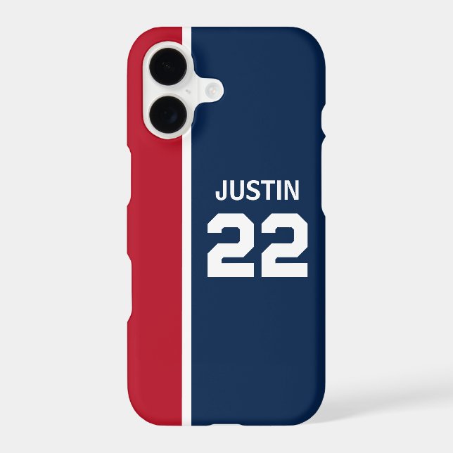 Red and Blue Sports Theme iPhone Case (Back)