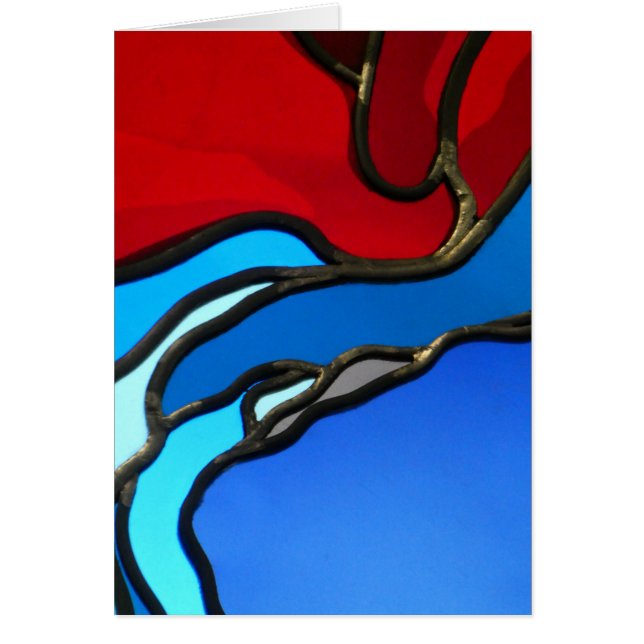 Red and Blue Stained Glass Abstract Greeting Card (Front)