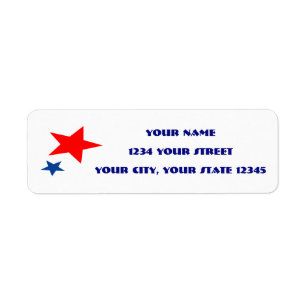 Red and Blue Star Address Label
