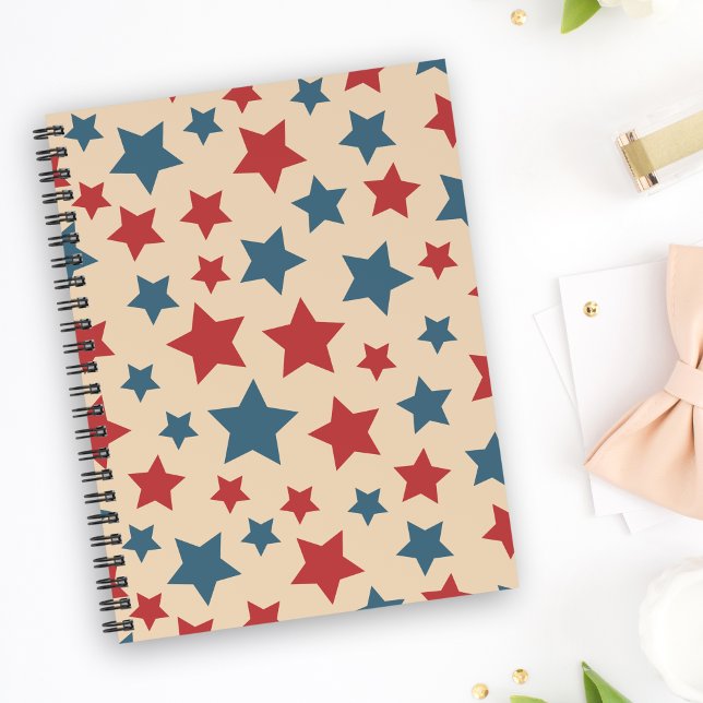 Red and Blue Stars, 4th of July, Beige Background (Créateur téléchargé)