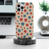Red and Blue Stars, 4th of July, Beige Background