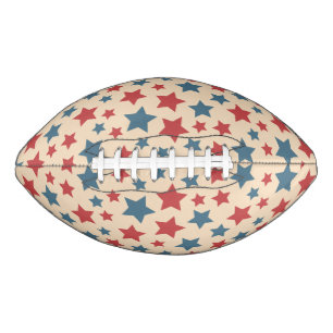 Red and Blue Stars, 4th of July, Beige Background Football