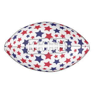 Red and Blue Stars, 4th of July, White Background Football