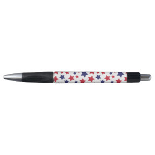 Red and Blue Stars, 4th of July, White Background Pen