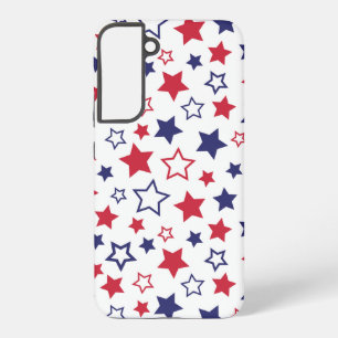 Red and Blue Stars, 4th of July, White Background Samsung Galaxy Case
