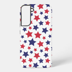 Red and Blue Stars, 4th of July, White Background Samsung Galaxy Case