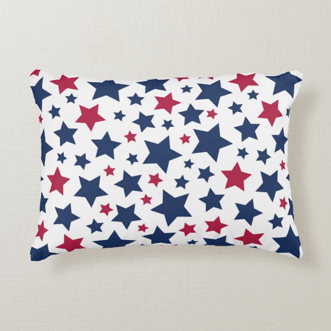 Red and Blue Stars - American flag pattern Accent Pillow (Front)