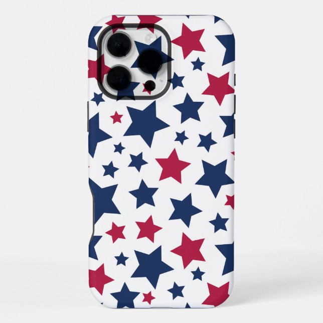 Red and Blue Stars - American flag pattern iPhone Case (Back)