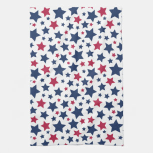 Red and Blue Stars - American flag pattern Kitchen Towel