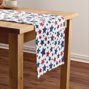 Red and Blue Stars - American flag pattern Short Table Runner