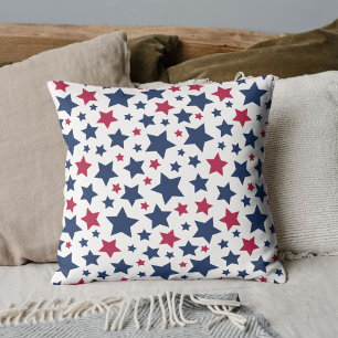 Red and Blue Stars - American flag pattern Throw Pillow