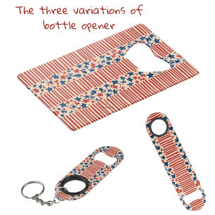 Red and Blue Stars and Stripes 4th of July Credit Card Bottle Opener