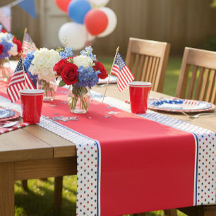 Red And Blue Stars Short Table Runner