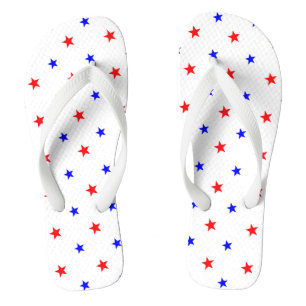 Red and Blue Stars - Starry Sky Pattern Flip Flops