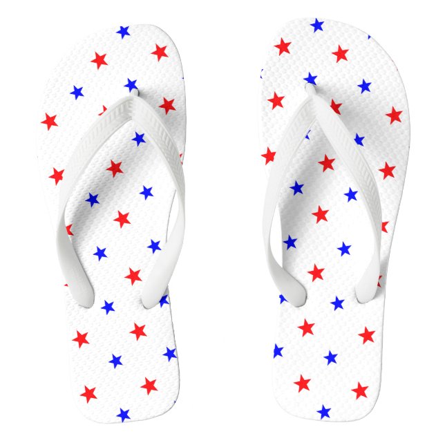 Red and Blue Stars - Starry Sky Pattern Flip Flops (Footbed)