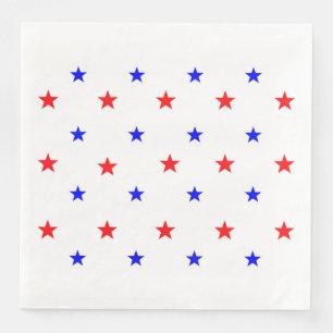 Red and Blue Stars - Starry Sky Pattern Napkin