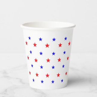Red and Blue Stars - Starry Sky Pattern Paper Cups