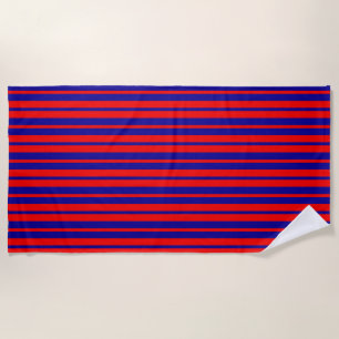Red and Blue Stripes Design Beach Towel