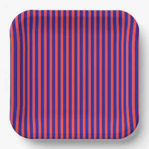 Red And Blue Stripes   Paper Plate
