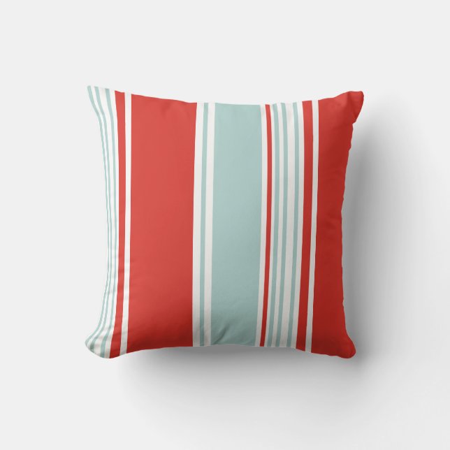Red and Blue Stripes Throw Pillow (Front)